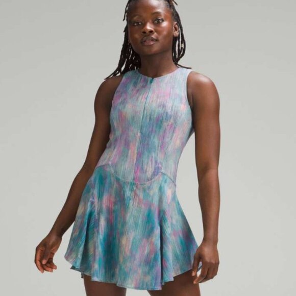 lululemon athletica Dresses & Skirts - Lululemon Everlux Short-Lined Tennis Tank Dress 6" Pixel Diffuse Multi NWT Sz 4